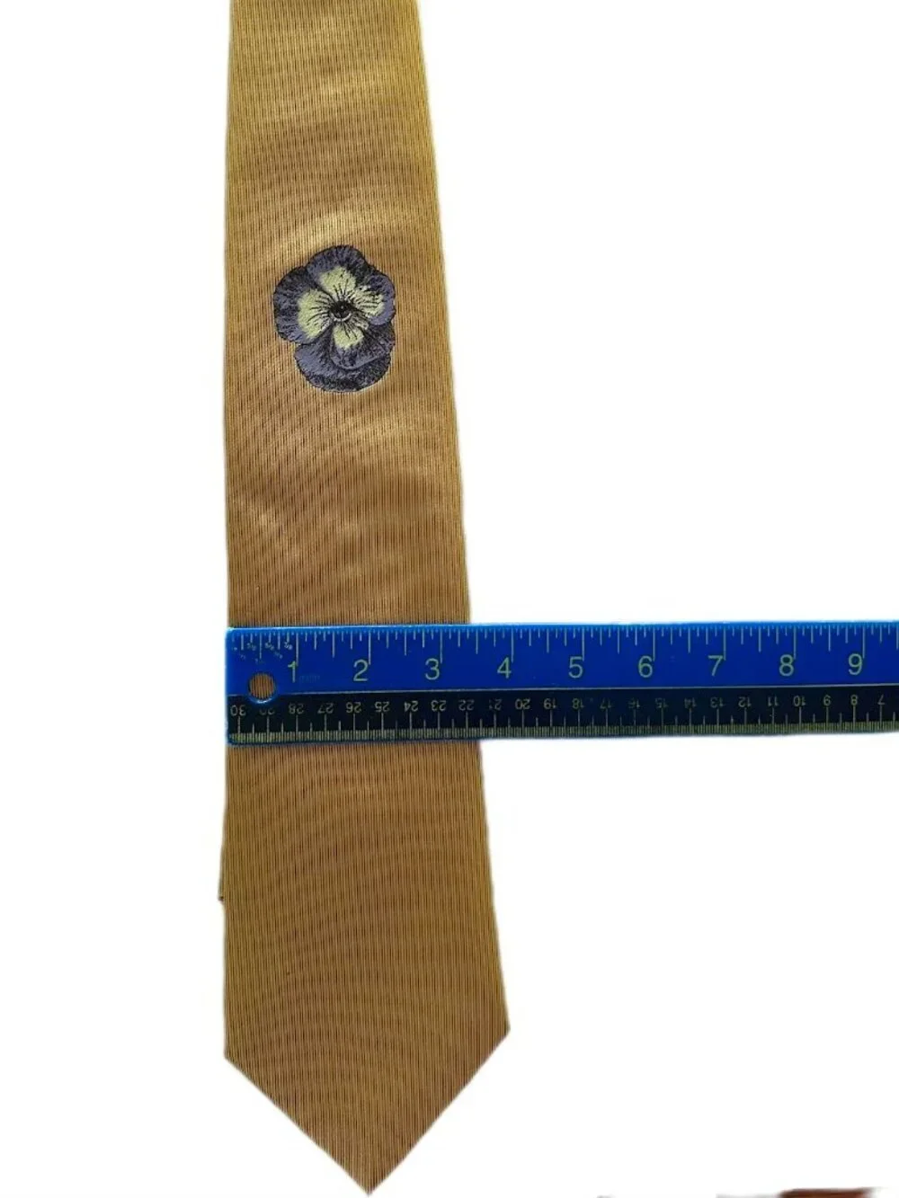 Vintage Fornasetti Milano Gold Silk Necktie Surrealist Pansy Eye Made in Italy